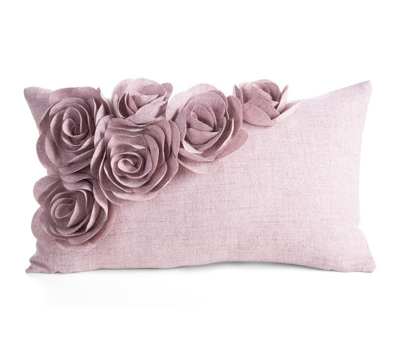 Poszewka Flores 7 różowa 30 X 50 cm – z trójwymiarowymi różami