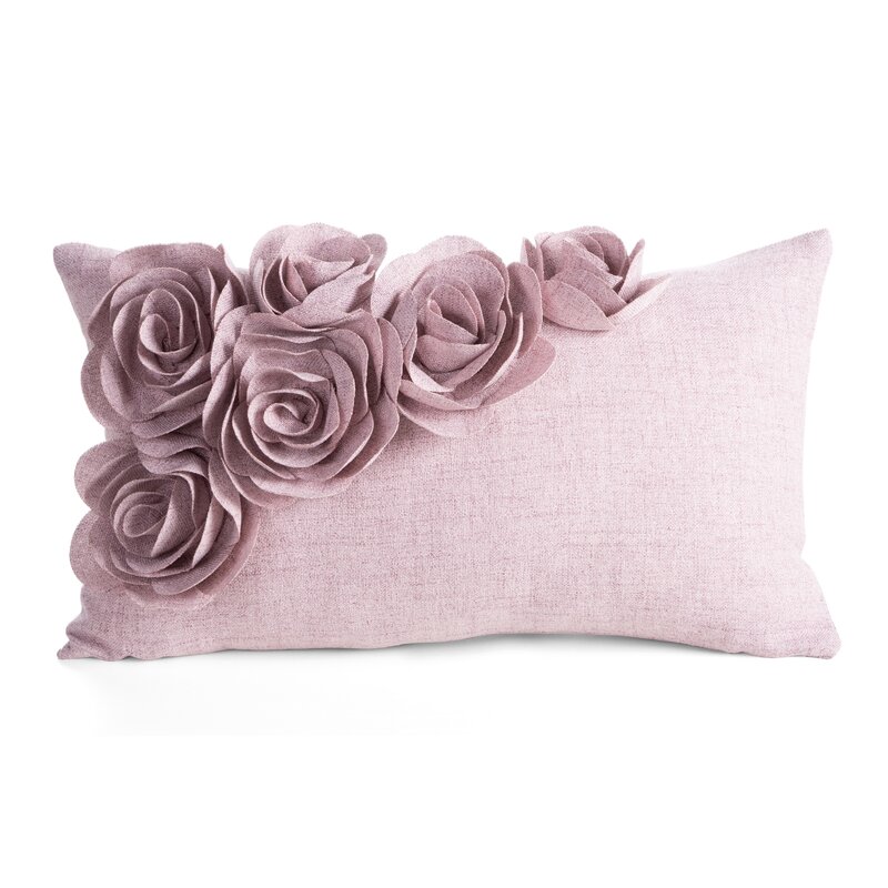 Poszewka Flores 7 różowa 30 X 50 cm – z trójwymiarowymi różami