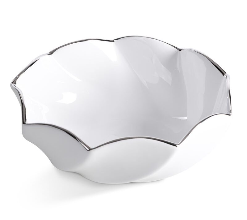 Misa dekoracyjna ceramiczna Melia biała O 25 X 10 cm – na stół lub komodę