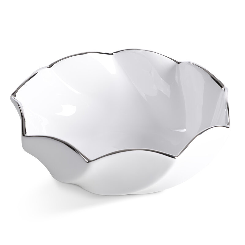 Misa dekoracyjna ceramiczna Melia biała O 25 X 10 cm – na stół lub komodę