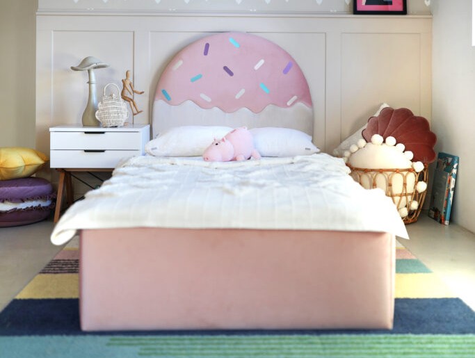 Łóżko Dziecięce Confetti Double Bed - Podwójne Łóżko Tapicerowane Z Wysuwaną Szufladą