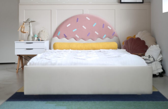 Łóżko Dziecięce Confetti Double Bed - Podwójne Łóżko Tapicerowane Z Wysuwaną Szufladą