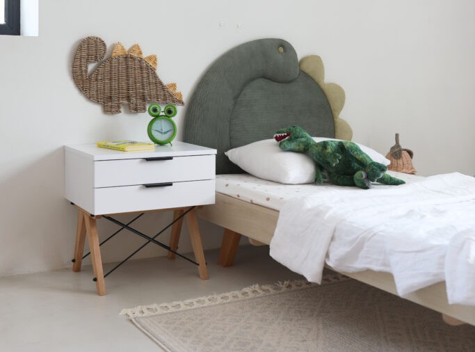 Łóżko Przypodłogowe Dziecięce Dino Legs Basic - Rosnące Łóżko Z Zagłówkiem W Kształcie Dinozaura