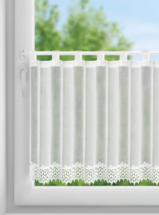 Firana gotowa Hestia na szelkach biała 150 X 70 CM – z elegancką koronką