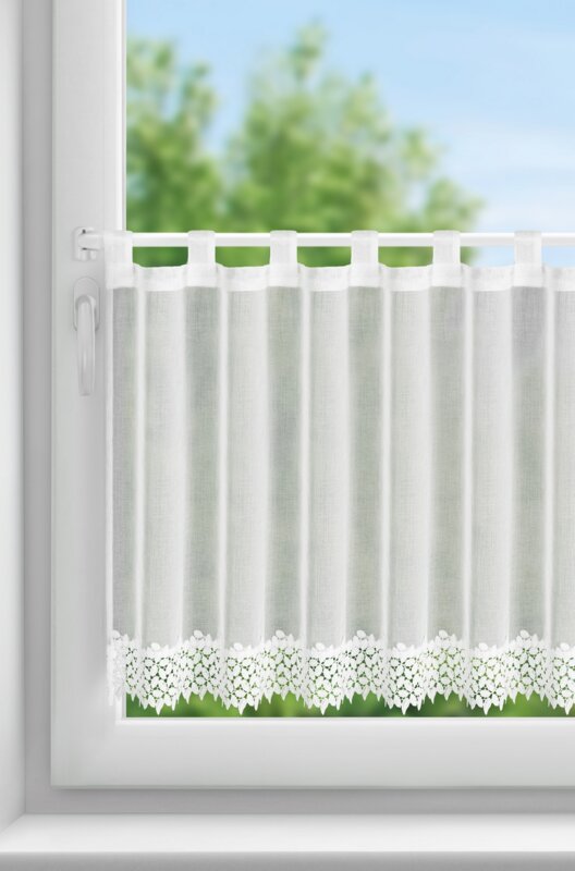 Firana gotowa Hestia na szelkach biała 150 X 70 CM – z elegancką koronką