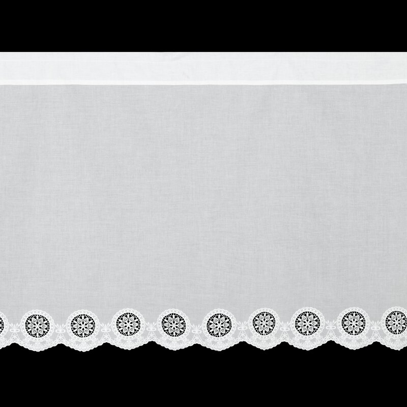 Firana gotowa Lila Zazdrostka biała 150 X 70 CM – z zielonym haftem