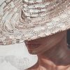 Obraz ręcznie malowany kobieta w kapeluszu kremowy 80 X 120 CM – dla artystycznego wnętrza