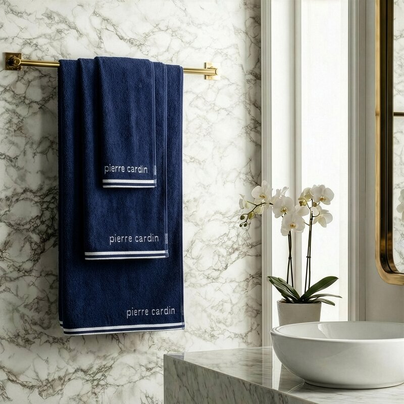 Komplet ręczników 3 sztuki Pierre Cardin Rocco granatowy 30x50 cm, 50x90 cm, 70x140 cm – mięsiste i chłonne