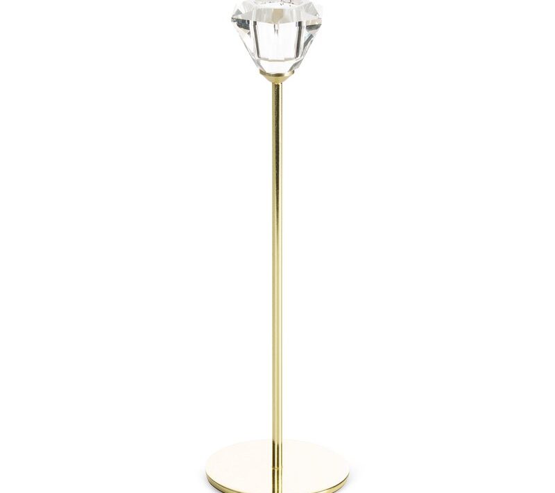 Świecznik ceramiczny Salma transparentny O 8 X 27 cm – na stół i komodę