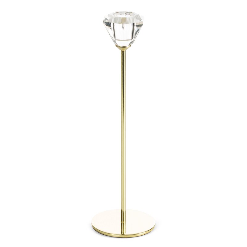 Świecznik ceramiczny Salma transparentny O 8 X 27 cm – na stół i komodę