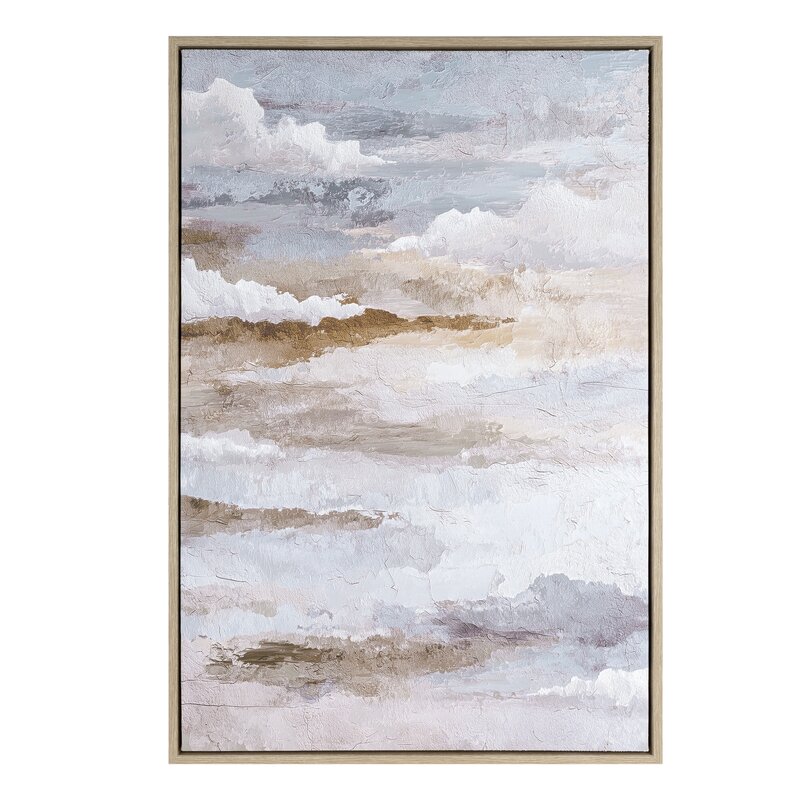 Obraz ręcznie malowany jasnoniebieski 60 X 90 cm – subtelna dekoracja