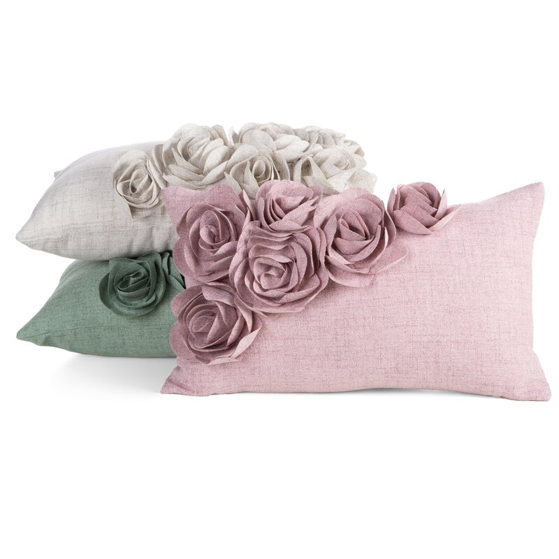Poszewka Flores 7 różowa 30 X 50 cm – z trójwymiarowymi różami