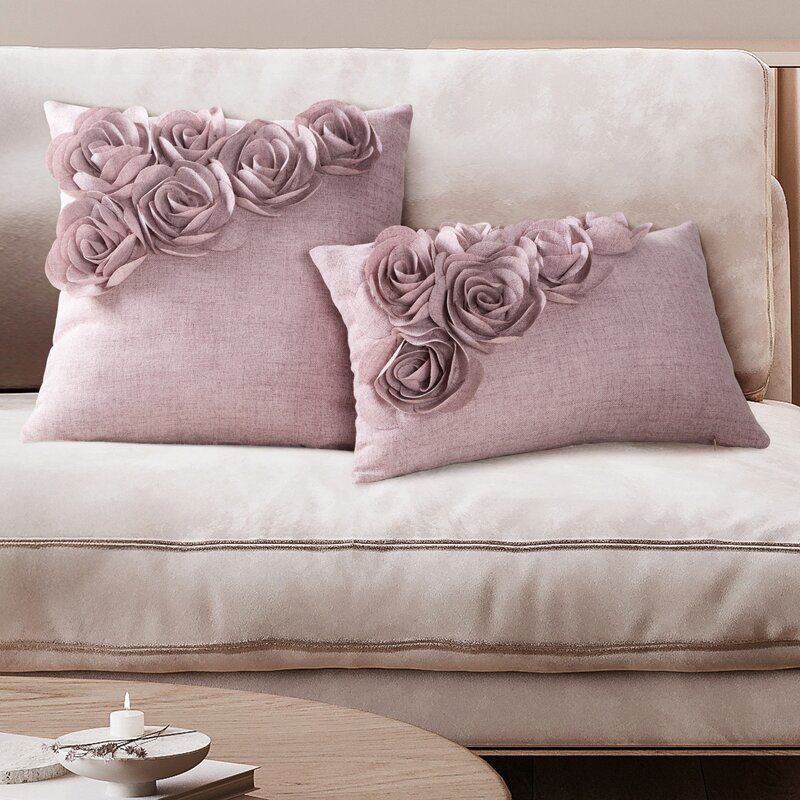 Poszewka Flores 7 różowa 45 x 45 cm – z różami 3D