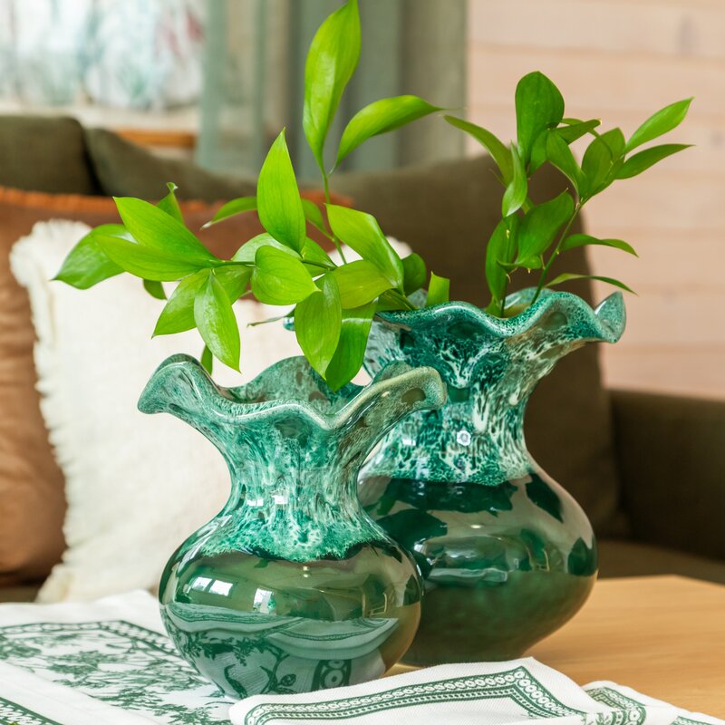 Wazon ceramiczny Dina zielony O 22 X 25 CM – na susze i kwiaty