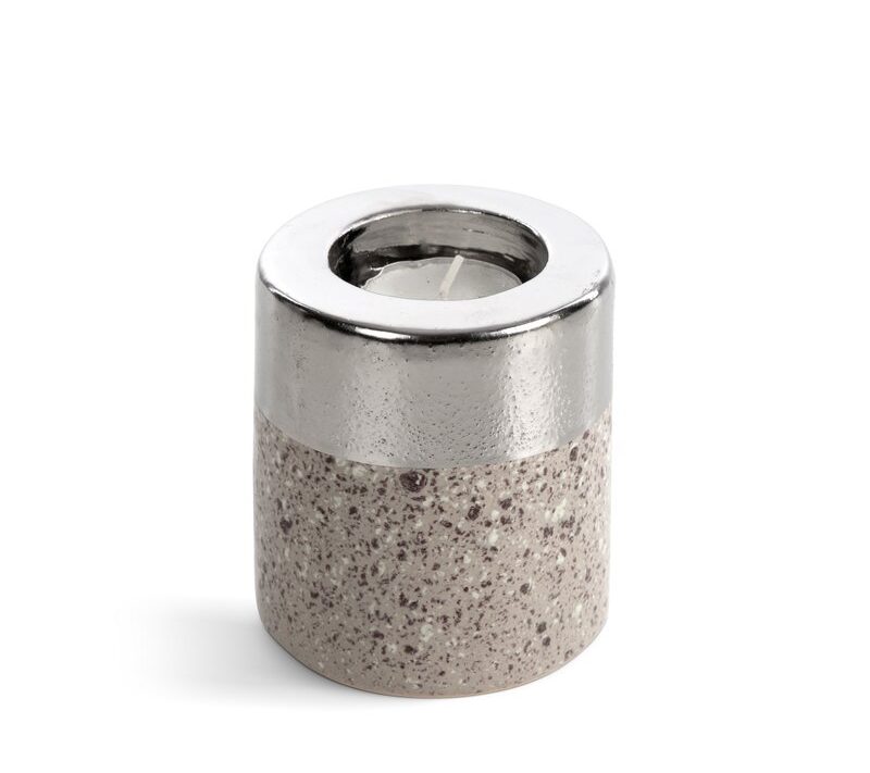 Świecznik ceramiczny Laila srebrny O 8 X 9 cm – tworzy przytulną atmosferę