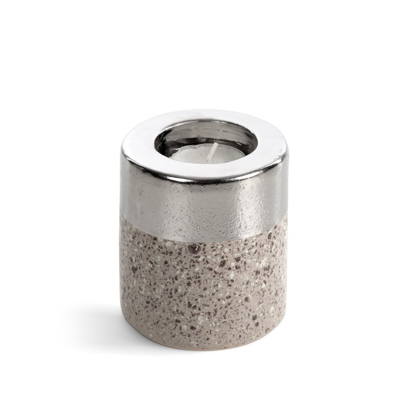 Świecznik ceramiczny Laila srebrny O 8 X 9 cm – tworzy przytulną atmosferę