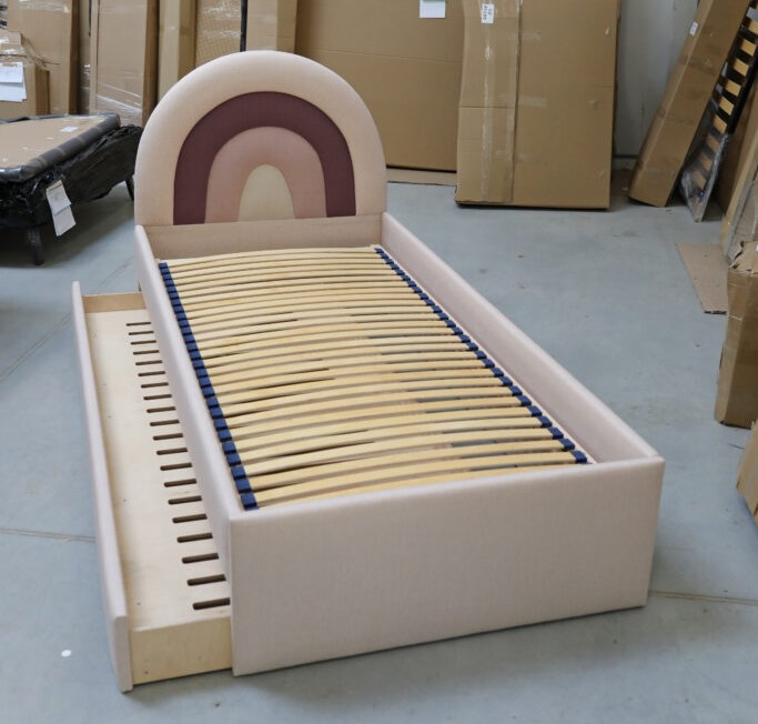Łóżko Dziecięce Confetti Double Bed - Podwójne Łóżko Tapicerowane Z Wysuwaną Szufladą