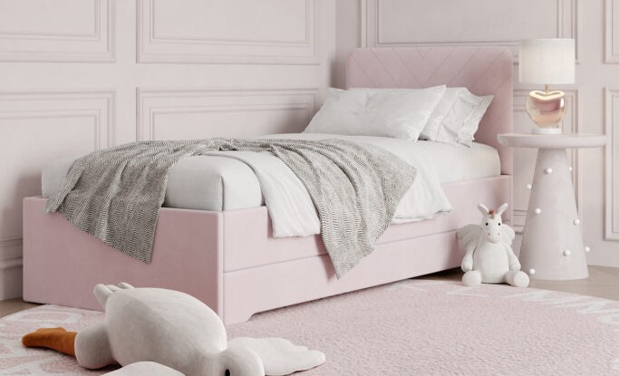 Łóżko Dziecięce Double Bed Stitch - Podwójne Łóżko Tapicerowane Z Wysuwaną Szufladą Spania