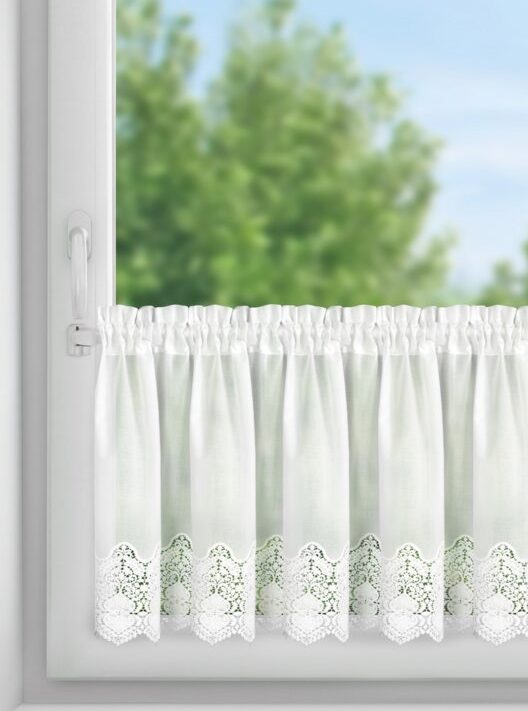 Firana gotowa na taśmie Sola biała 150 X 40 CM – idealna do kuchni