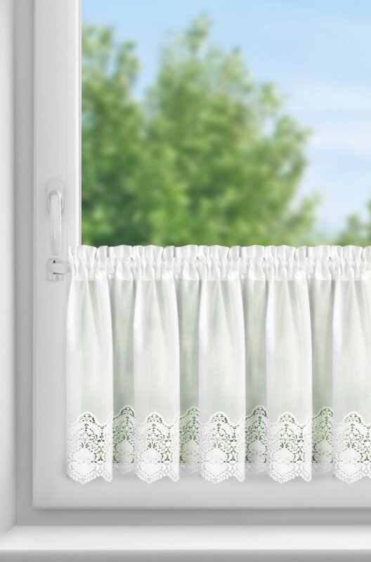 Firana gotowa na taśmie Sola biała 150 X 40 CM – idealna do kuchni