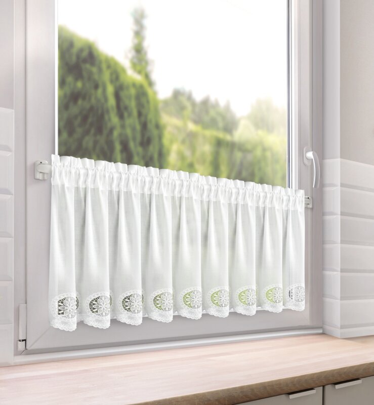 Firana gotowa Lila biała 150 X 40 cm – do kuchni i jadalni