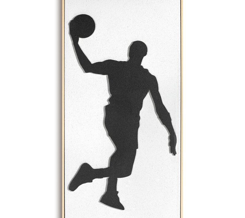 Obraz ręcznie malowany Koszykarz kremowy 42 X 82 cm – inspiruje sportowym duchem
