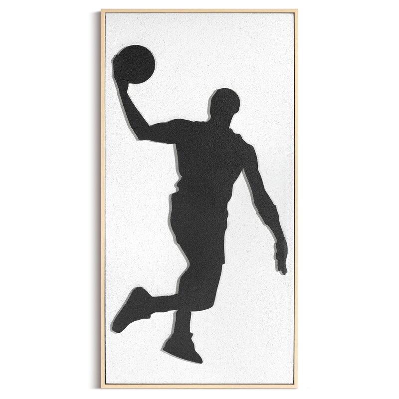 Obraz ręcznie malowany Koszykarz kremowy 42 X 82 cm – inspiruje sportowym duchem