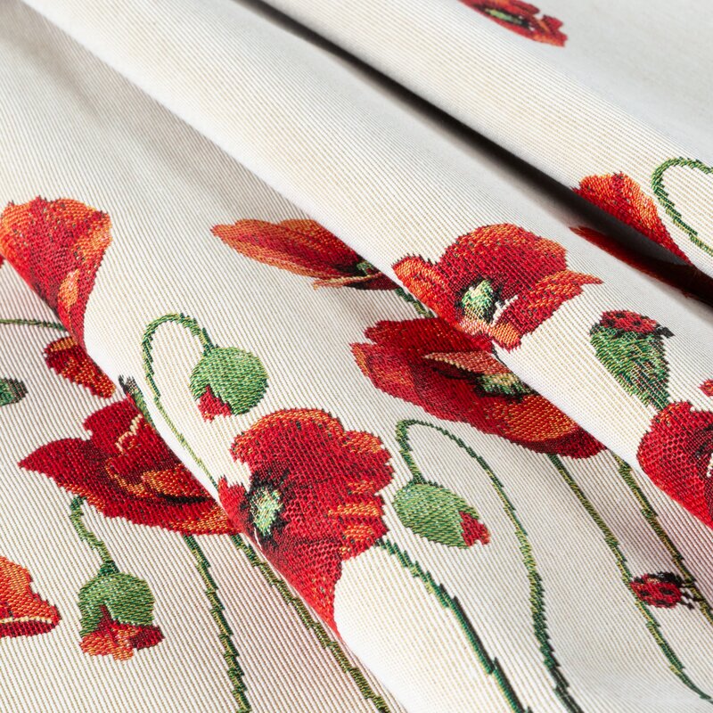 Obrus gobelinowy Maki naturalny 140X180 – wiosenna elegancja