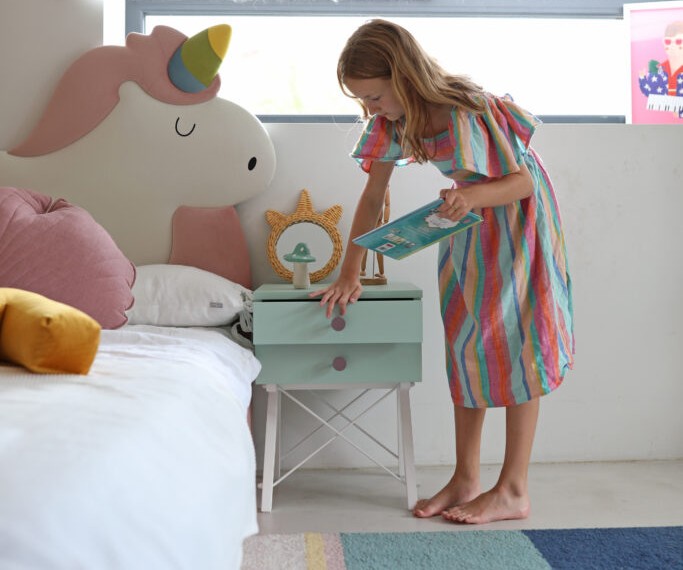 Łóżko Dziecięce Unicorn Box Texti - Tapicerowane Łóżko Z Pojemnikiem I Motywem Jednorożca