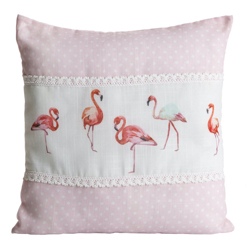 Poszewka dekoracyjna Flamingo różowa 40 X 40 cm – rozjaśni wnętrze