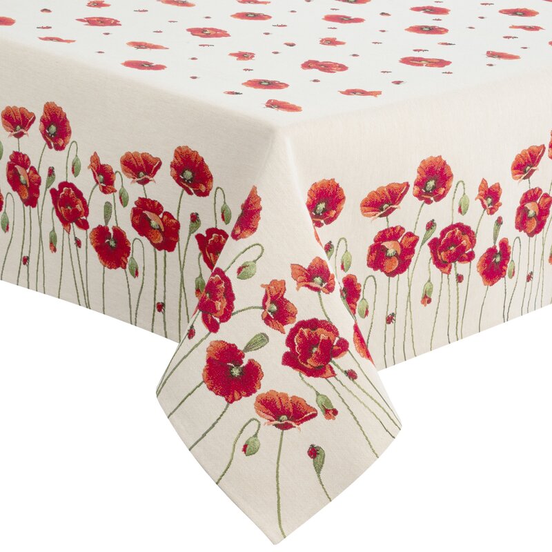Obrus gobelinowy Maki naturalny 140X180 – wiosenna elegancja