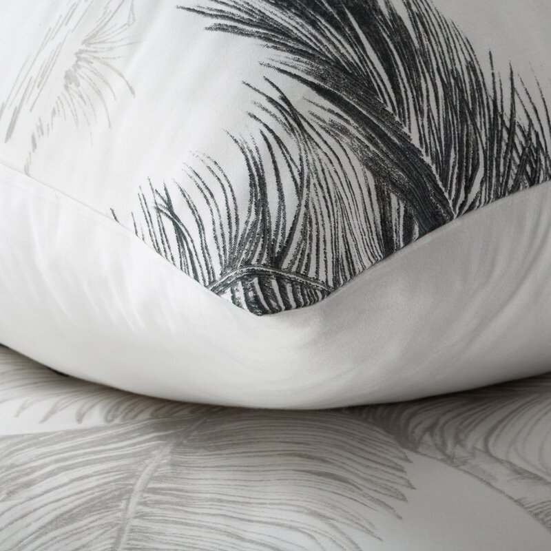 Komplet pościeli satynowej SPRING104 biały 220 X 200 CM – z wzorem palm
