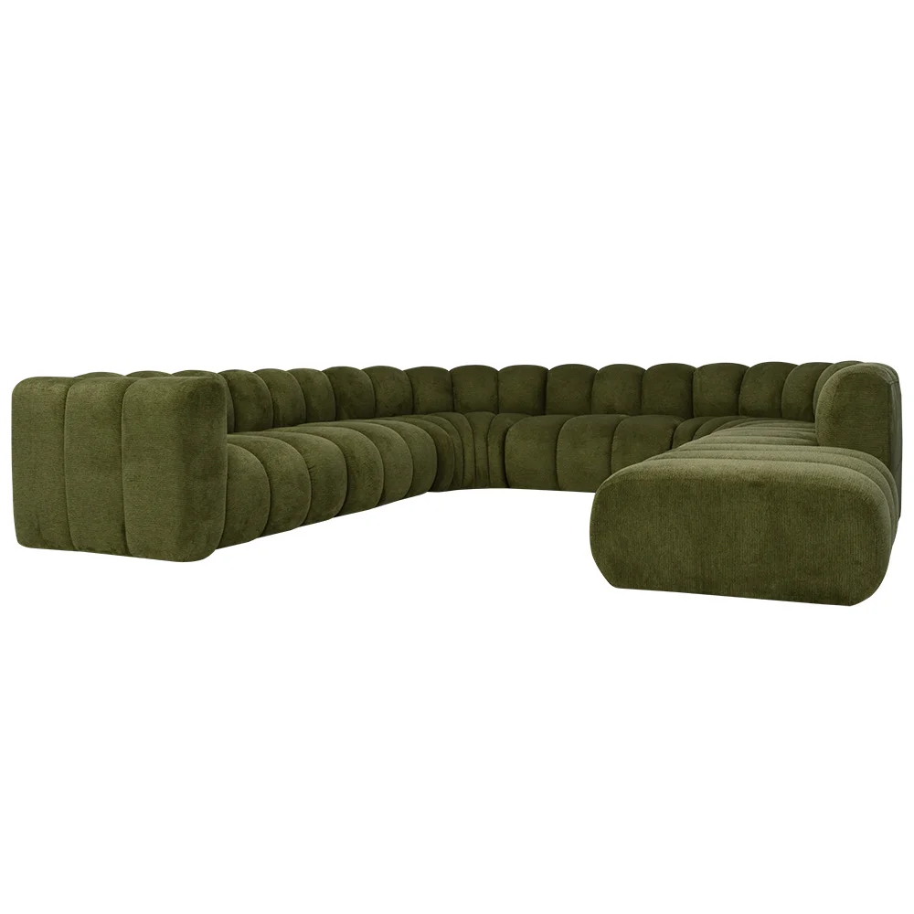 Sofa modułowa tapicerowana kształt "U" Arand SL+S+RS+S+RS+S+P