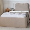 Tapicerowane Łóżko Dziecięce Miś Teddy Box Texti - Z Zagłówkiem w Kształcie Misia i Pojemną Skrzynią