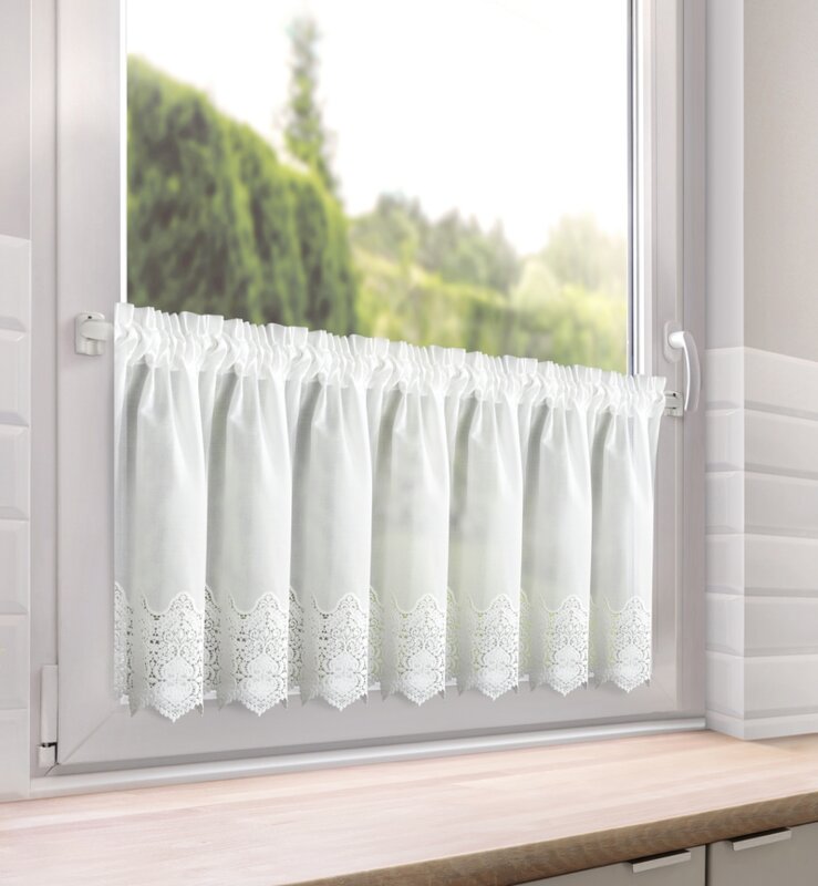 Firana gotowa na taśmie Sola biała 150 X 40 CM – idealna do kuchni
