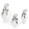 Wazon ceramiczny Akira biały O 16 x 29 cm – z ozdobną kokardą
