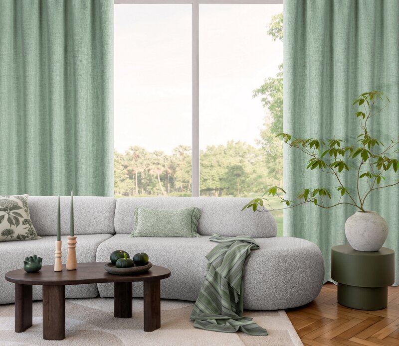 Zasłona gotowa Jula2 ciemnozielona 140 X 270 cm – zapewnia prywatność