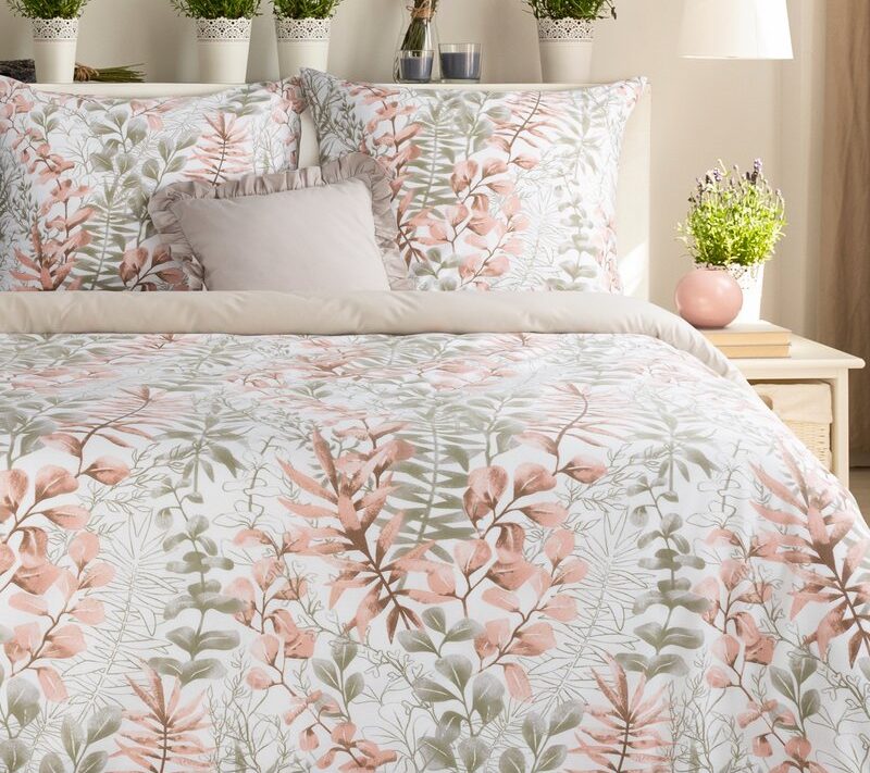 Komplet pościeli bawełnianej Freesia pudrowy róż 220 X 200 CM – delikatna dla skóry