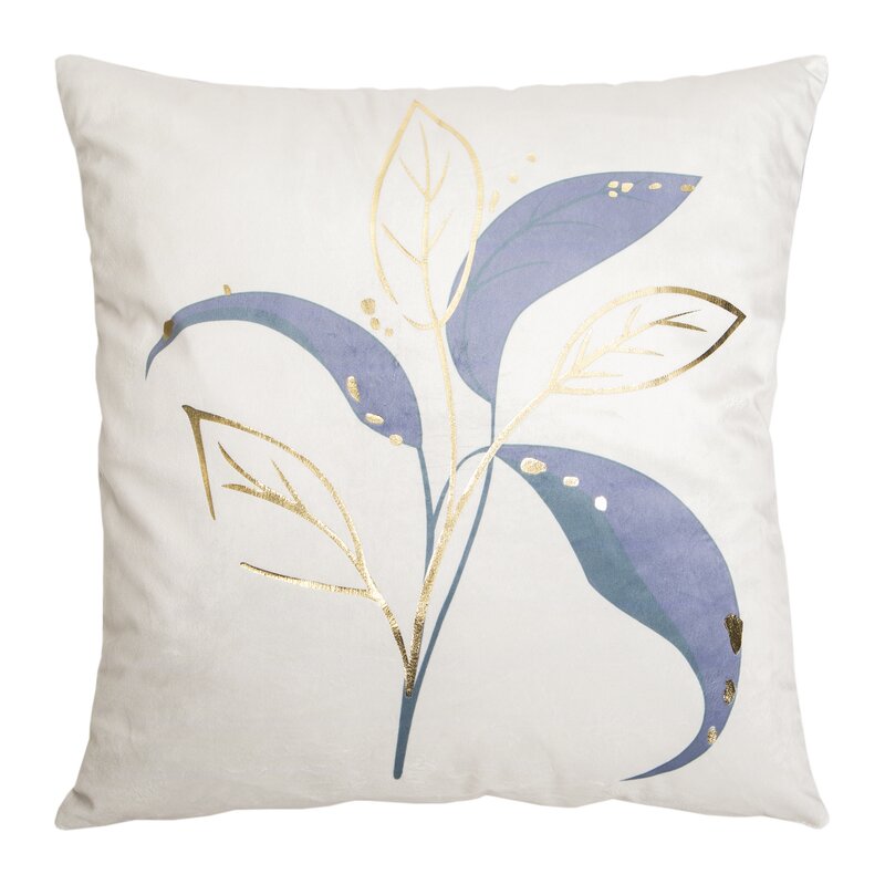Poszewka welurowa Garl kremowa 45 X 45 cm – z wzorem liści