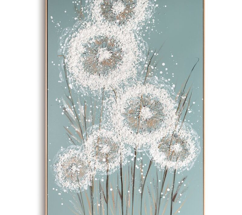 Obraz ręcznie malowany Dmuchawce kremowy 82 X 122 cm – dla harmonii wnętrza