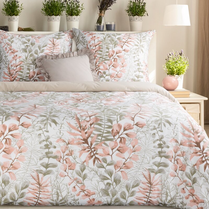 Komplet pościeli bawełnianej Freesia pudrowy róż 140 X 200 cm – miękka i przewiewna