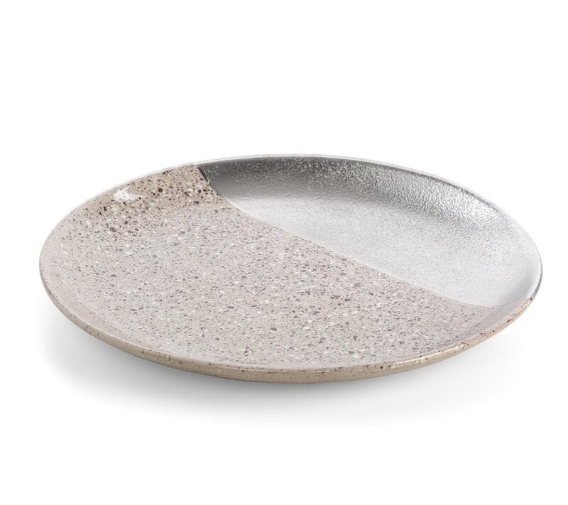Patera ceramiczna Laila srebrna O 35 X 4 cm – na świece i biżuterię