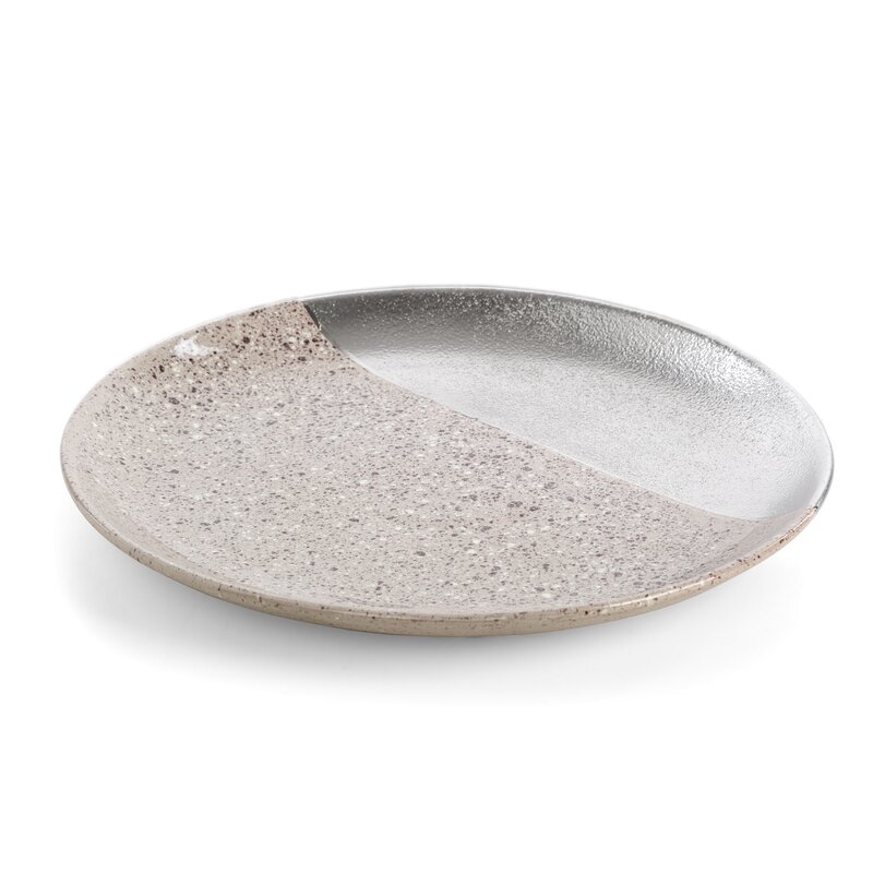 Patera ceramiczna Laila srebrna O 35 X 4 cm – na świece i biżuterię