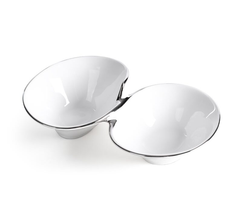 Misa dekoracyjna ceramiczna Elene (02) biała 22 X 13 X 6 cm – idealna na stół kawowy