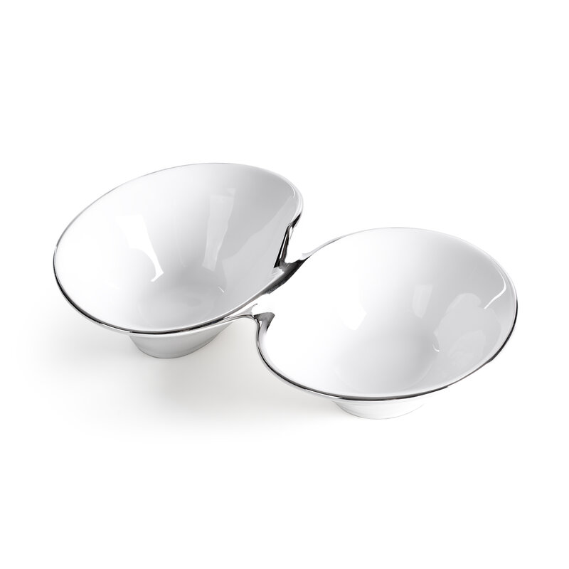 Misa dekoracyjna ceramiczna Elene (02) biała 22 X 13 X 6 cm – idealna na stół kawowy