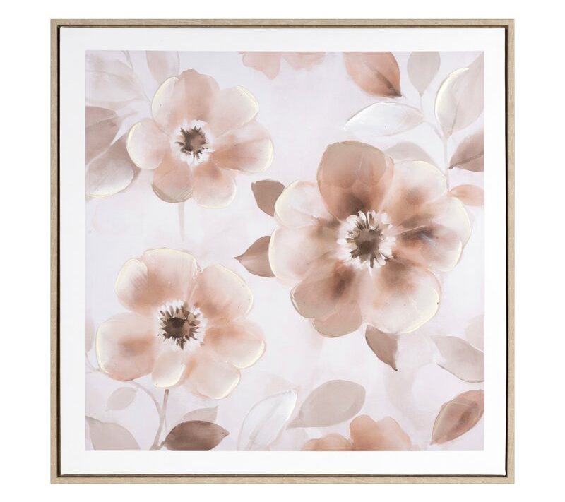 Obraz ręcznie malowany kwiatowy pudrowy 60 X 60 CM – wniesie spokój i harmonię