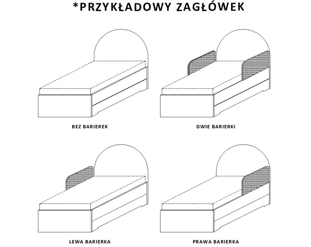 Łóżko Dziecięce Confetti Double Bed - Podwójne Łóżko Tapicerowane Z Wysuwaną Szufladą