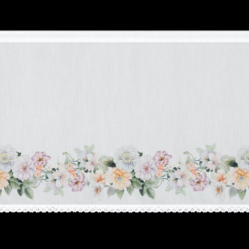 Zazdrostka Flowery na taśmie biała 150 X 60 cm – z nadrukiem roślinnym