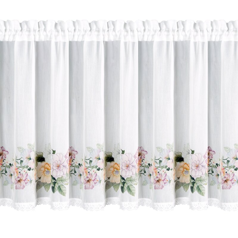 Zazdrostka Flowery na taśmie biała 150 X 60 cm – z nadrukiem roślinnym