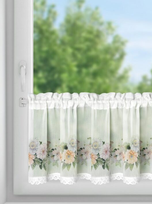 Zazdrostka gotowa Flowery biała 150 X 30 cm – z motywem roślinnym